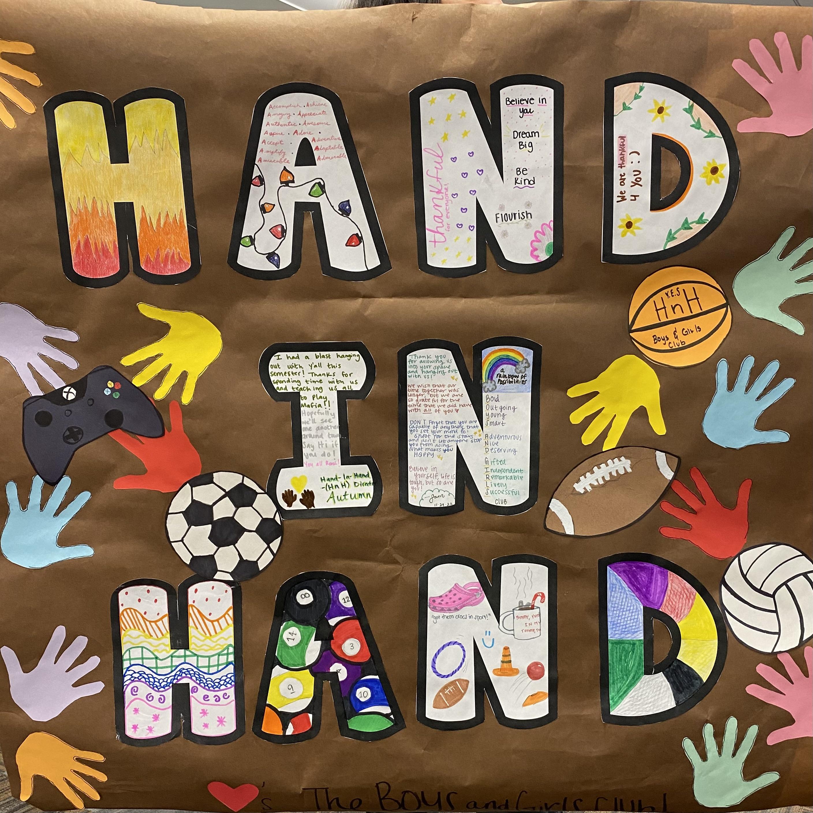 Hand-in-Hand volunteers created an appreciation poster for the youth at the Boys and Girls Club